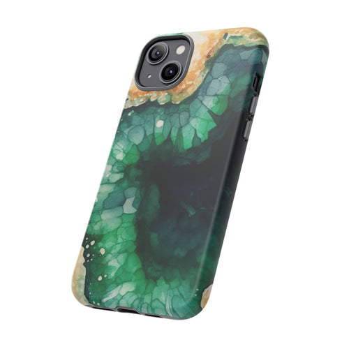 Green Geode in Watercolor - Impact Resistant Phone Case